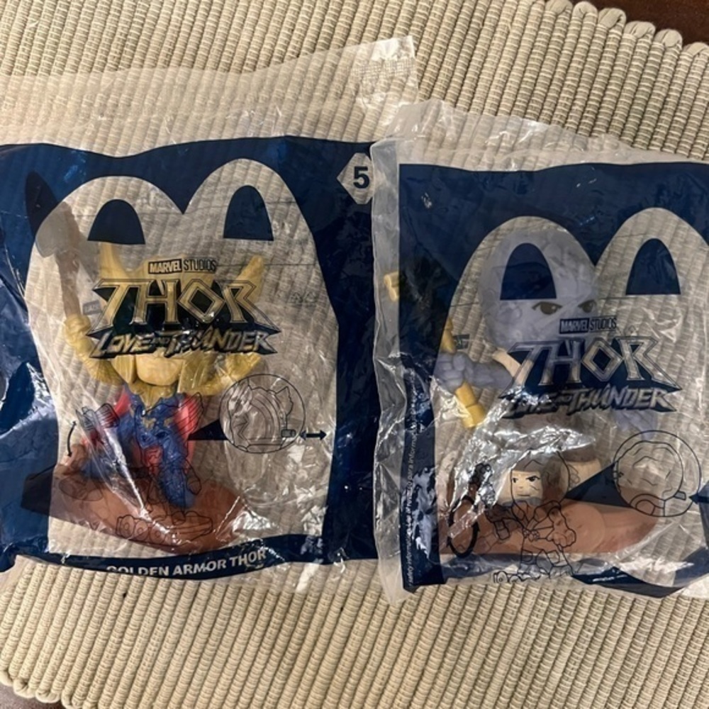 Thor love and thunder Golden Armor Thor and korg. McDonald’s toys.New in package